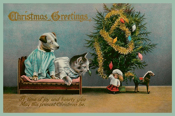 Julkort vintage Cats & Dogs