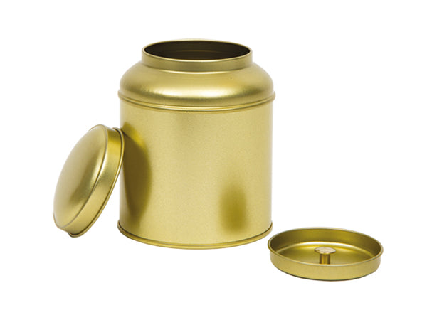 Te-burk "Pagode Guld" – elegant plåtburk för 250 g te