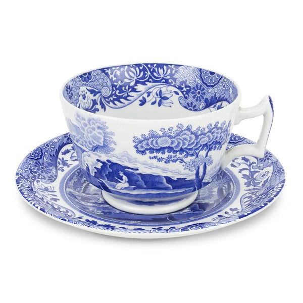 Tekopp med fat - Spode Blue Italian