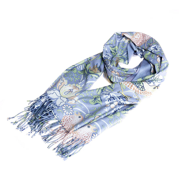 Scarf - Strawberry Thief Grey Art Pashmina