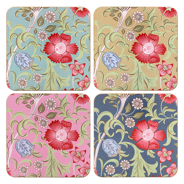 Glasunderlägg Standen William Morris – 4-pack med Klassiskt Blommönster